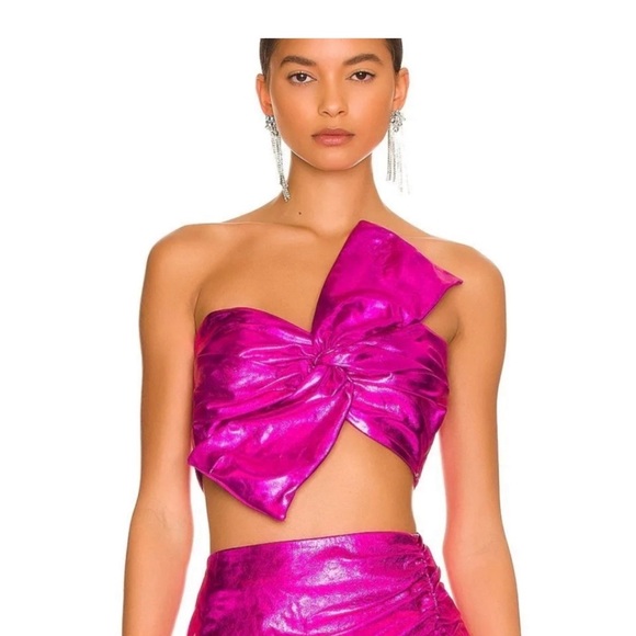 Lamarque Fuchsia Metallic Strapless Top size S - Picture 2 of 6